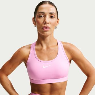 Nike Womens Swoosh Medium-Support Padded Sports Bra in Pink | DX6821-621
