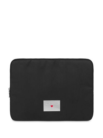 Love Moschino logo-plaque laptop case - women - Polyester/Polyurethane - One Size - Black