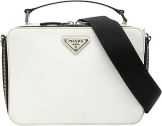 Prada Pre-owned Cross Body Bags, female, White, Size: ONE SIZE Pre-owned Saffiano Satchel