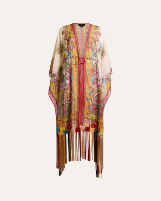 Etro Multicolor Fringe-Trim Kaftan Coverup