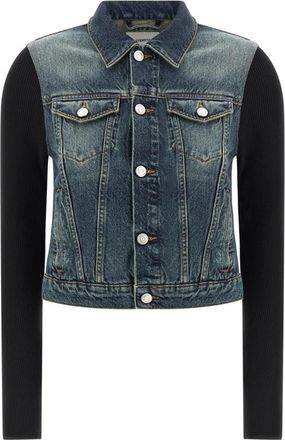 Coperni Blauwe Denimjack met Geribbelde Mouwen - Dames - Spijkerjassen - Blauw - S - Denim - Jassen