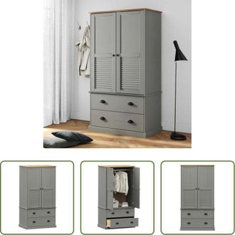 vidaXL Armadio per camera da letto - Armadio VIGO 90x55x170 cm in Legno Massello di Pino Grigio