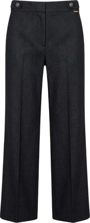 Twinset Pantaloni con piega - Dames - Wijde Broeken - Zwart - XS - Wol - Broeken