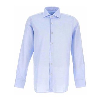 Bagutta Camicia - Heren - Zakelijke Overhemden - Blauw - L - Leer - Overhemden