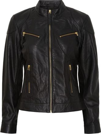 Notyz Leren jas - Dames - Leren en Su&egrave;de Jassen - Zwart - 3XL - Leer - Jassen
