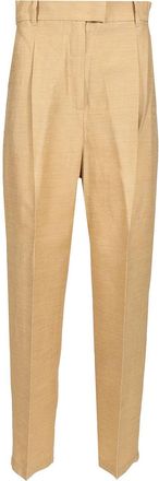Max Mara Straight Trousers In Linen And Silk