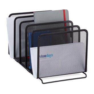 Relaxdays Relaxdays - 4 X Organizador De Cat&aacute;logos, Revistero Met&aacute;lico De Sobremesa, 5 Compartimentos, Malla, 18,5 X 20,5 X 37,5 Cm, Negro