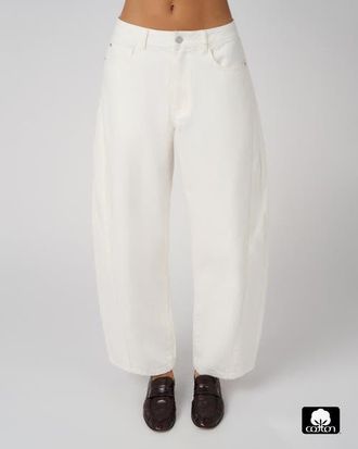 WeWoreWhat Mid Rise Barrel Jeans in White at Nordstrom, Size 29