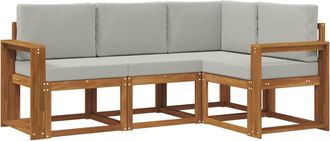 vidaXL Conjunto De Sof&aacute;s De Exterior 4 Uds. Gris Natural Y Claro Vidaxl