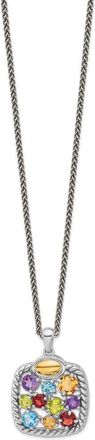 Diamond2Deal Sterling Silver Rhodium-plated with 14k Accent Gemstone Pendant Necklace