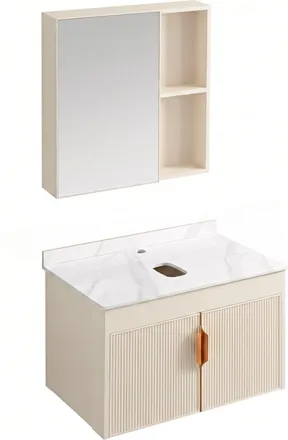 Rea Un Conjunto De Muebles De Ba&ntilde;o Con Encimera Rea Top Aa147 Modo 60cm Beige