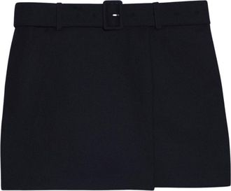 Ami Short Skirts, female, Black, M, Black Wool Gabardine Miniskirt with Wrap