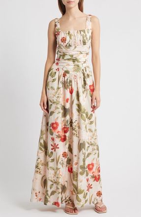 Lulus Cameron Floral Maxi Cocktail Dress in Multi Floral at Nordstrom, Size X-Small