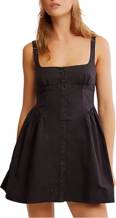 Free People Astrid Oxford Mini Dress In Black
