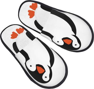 Generic Slippers Cute Penguin Pattern Furry Plush Slippers Breathable Anti-Slide Slipper For Travel Room Bedroom M