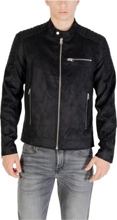 Only & Sons Mandarijnkraag Blazer van Kunstleer - Heren - Zomerjassen - Zwart - S - Leer - Jassen