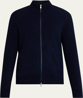 Brunello Cucinelli Mens Cotton Rib Full-Zip Cardigan