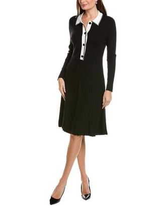 Ellen Tracy Ottoman Stitch Flared Dress