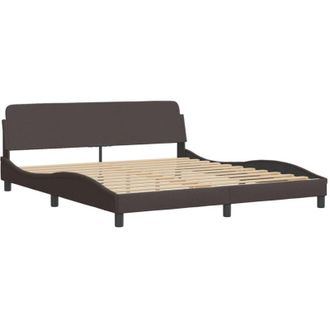vidaXL Cama Sin Colch&oacute;n De Tela Marr&oacute;n Oscuro 180x200 Cm Vidaxl