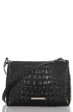 Brahmin Lorelei Croc Embossed Leather Shoulder Bag in Black at Nordstrom