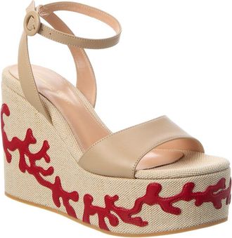 Gianvito Rossi Malia Canvas & Leather Wedge Sandal