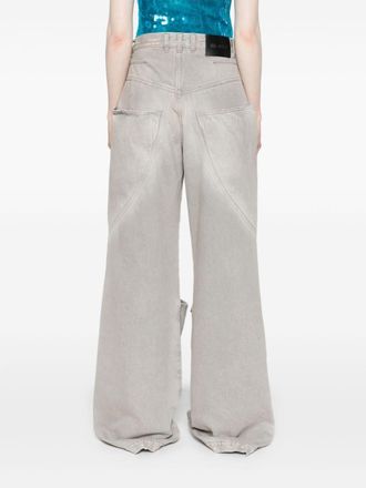The Attico Wide-Leg Cotton Denim Jeans - Grey