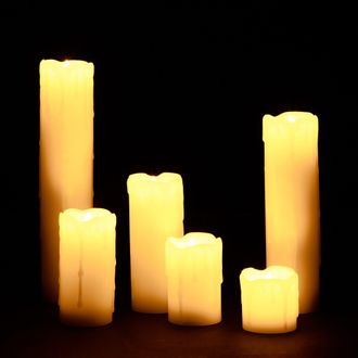 Relaxdays Relaxdays - Set De 24 Velas Led, El&eacute;ctricas, A Pilas, Navidad, Decoraci&oacute;n, Luz Centelleante, Sin Llama, Cera, &Oslash; 5 Cm, Crema