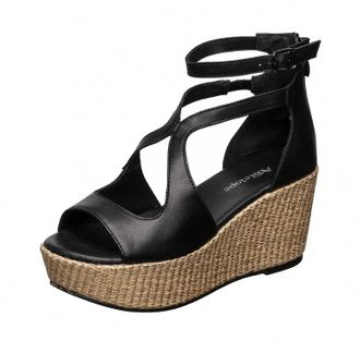 Antelope Womens H52 Hartlynn Leather Espadrille Sandals In Black