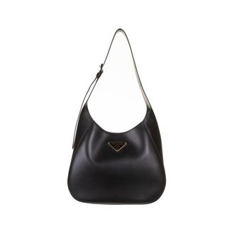 Prada Leather Shoulder Bag With Triangle Logo