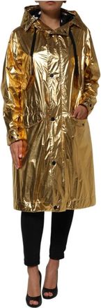 Dolce & Gabbana Gouden Hooded Trenchcoat Jas - Dames - Parka Jassen - Geel - S - Polyester - Jassen