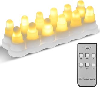 OEM Velas Led Sin Llama Con Mando A Distancia, 12 Unidades, 2 Velocidades, 5 Niveles De Brillo, Recargables Por Usb (blanco C&aacute;lido)