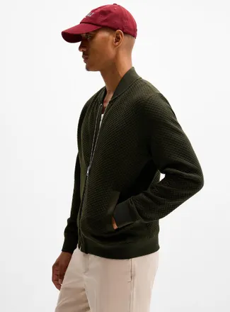 Le 31 Mens Embossed geo zip cardigan