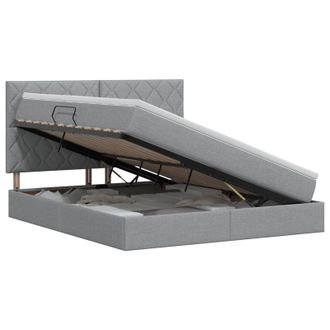 vidaXL Cama Con Almacenamiento Y Colch&oacute;n Gris Claro 140 X 190 Cm Tela Vidaxl