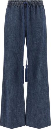 Valentino Garavani Chambray Wijde Flared Jeans - Dames - Loose Fit Jeans - Blauw - XS - Katoen - Jeans