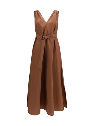 Brunello Cucinelli Womens Dress Precious Shoulder Detail Firebrick Polyamide