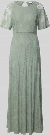 Vila Maxikleid aus Spitze mit Rundhalsausschnitt Modell FEMMA in Schilf, Gr&ouml;&szlig;e 34