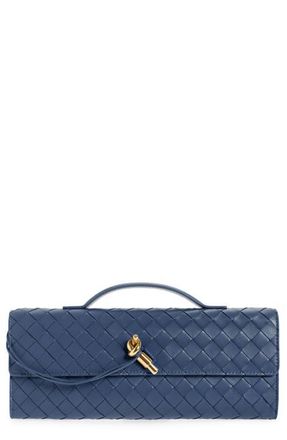 Bottega Veneta Long Andiamo Intrecciato Clutch Bag in 4020 Blue Venezia-Muse Br at Nordstrom