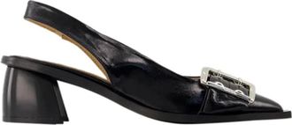 Ganni Leather flats - Dames - Pumps - Zwart - 40 EU - Leer - Schoenen