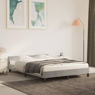 Berkfield Home Bed Frame with Headboard Light Grey 180x200cm Super King Velvet