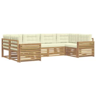 vidaXL Set Di Divani Da Esterno 6 Pz Bianco E Crema Vidaxl