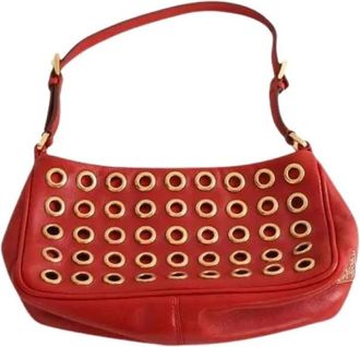 Prada Pre-owned Shoulder Bags, female, Red, Size: ONE SIZE Pre-owned Nappa Grommet Pochette