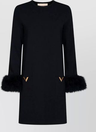 Valentino Garavani feather-detail knitted mini dress
