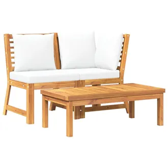 vidaXL Vidaxl Set Divani Da Giardino 3 Pz Con Cuscini Crema In Legno