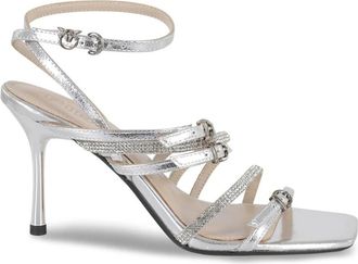 Pinko Zilveren Platte Sandalen met Hoge Hak - Dames - Sandalen met hakken - Grijs - 38 EU - Schoenen