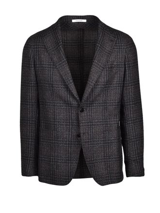 Tagliatore Brown Checkered Virgin Wool-Blend Round Jacket