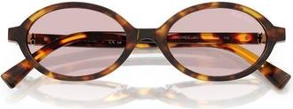 Miu Miu 50mm Oval Sunglasses in Honey Havana /Pink at Nordstrom