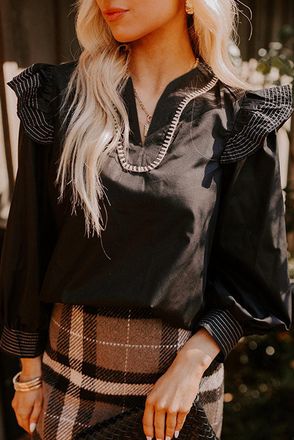 Azura Exchange Volant Lange Mouw Blouse