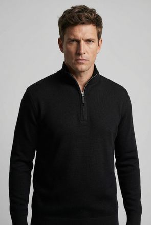 Olymp Troyer OLYMP, Herren, Gr. XXL, schwarz, Strick, Obermaterial: 100% Schurwolle, regular fit normal, Rippb&uuml;ndchen, Pullover Troyer, mit Stehkragen, regu