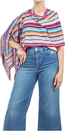 Missoni Zomer zigzag gebreide poncho met franjes - Dames - Ponchos - Veelkleurig - ONE Size - Jassen