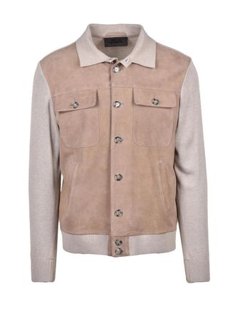 The Jack Leathers Time Square Beige Unlined Suede Zip Jacket